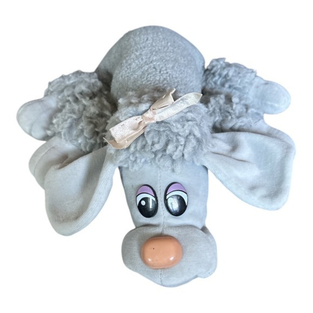 Pound Puppies Furries Gray Poodle With‎ Bow Tonka Vintage Plush Dog
